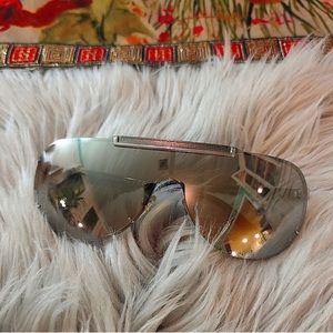 Versace Dark Gun Metal Grey Reflective Aviator Sunglasses